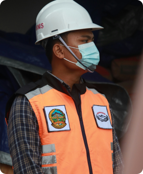 Professional team member demonstrating safety standards
